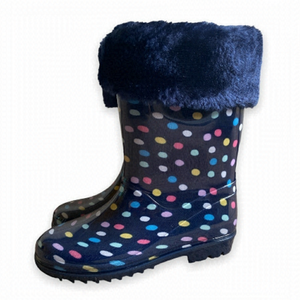 NWT Carter’s Amary Polka Dot Rain Boot Faux Fur Lining Girls Size 10 Toddler